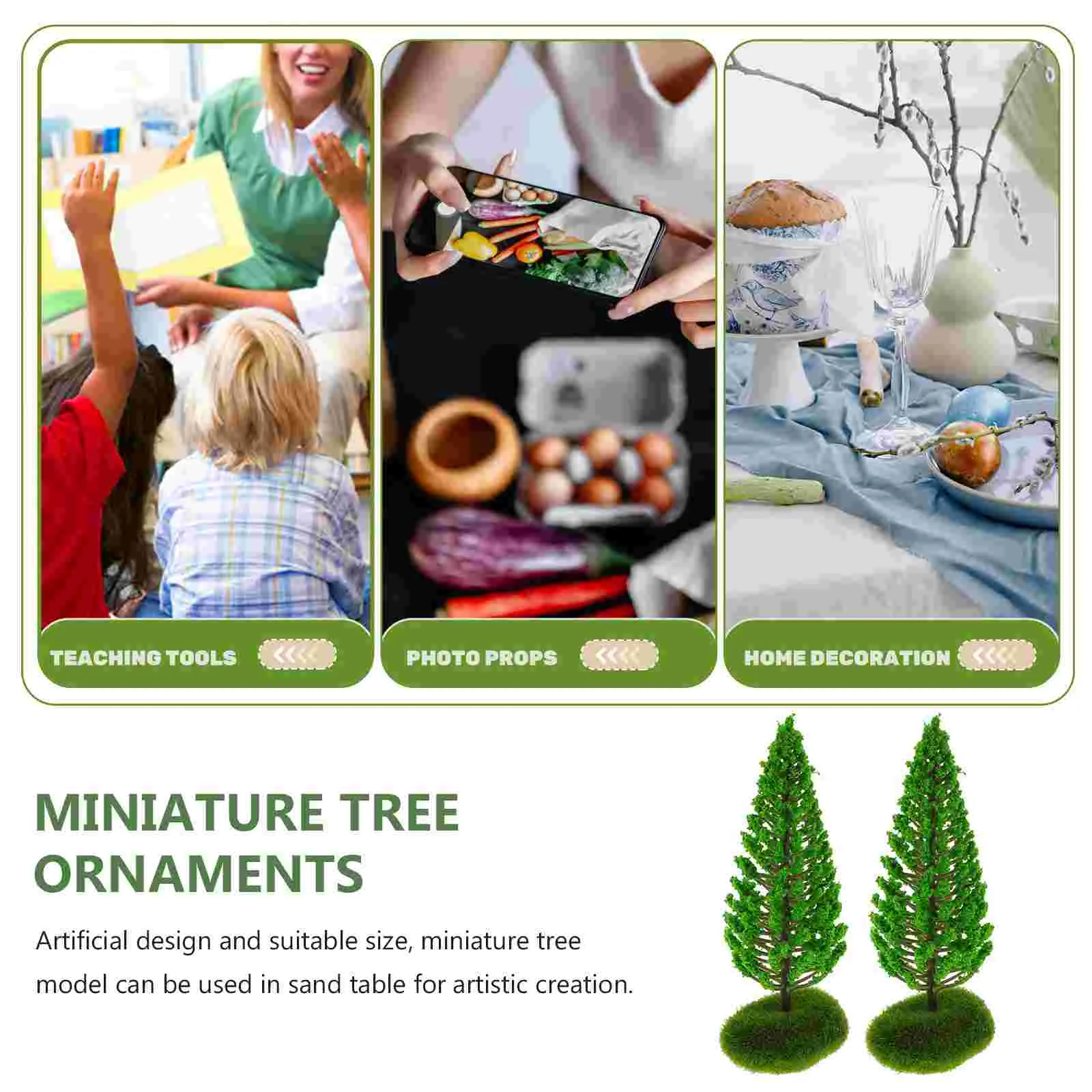 2 pezzi di albero bonsai modello bambino verde giocattoli alberi per ornamenti in miniatura in plastica diorama