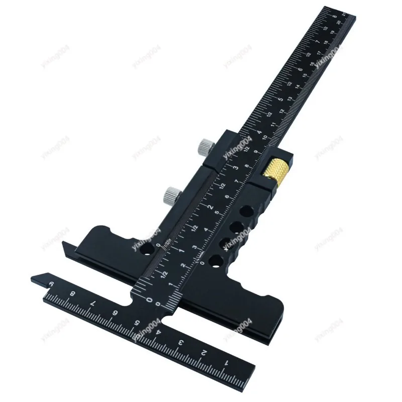 Aluminum Alloy T‑Marking Ruler Sliding Square Measuring Marking Tool For Woodworking DIY Projects