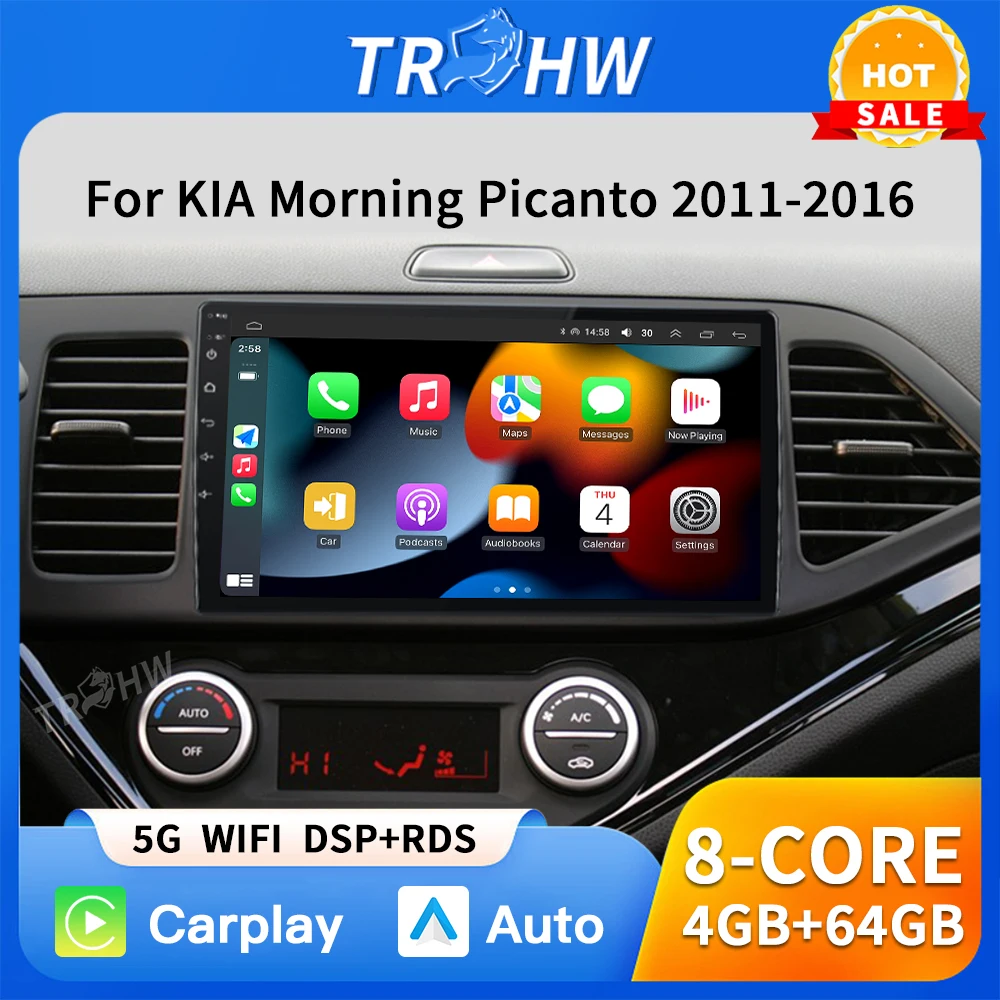 

8G+256G Android All-in-one Car Audio For KIA Morning 2 Picanto 2011 - 2016 2017 Navigation GPS Wireless Carplay BT