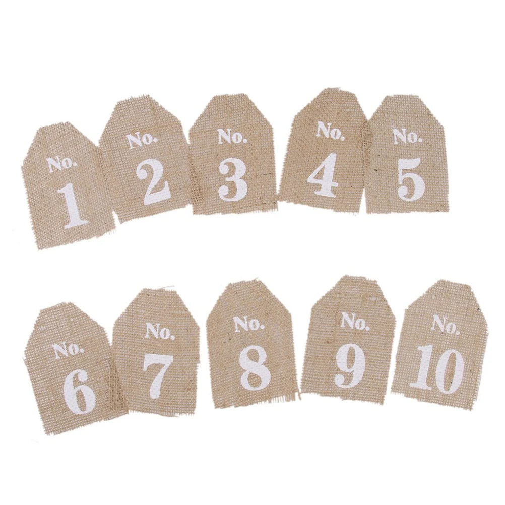 

10 Pcs Rustic Jute Burlap Seat Cards Table Number Tags Wedding Name Place Card String Table Numbers Burlap Cards