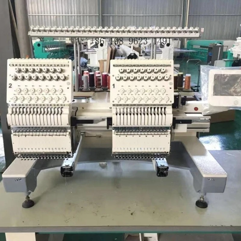 2 Heads 15 Needles Computerized Embroidery  High Quality Automatic Equipment for Cap Flat Garment Embroidery