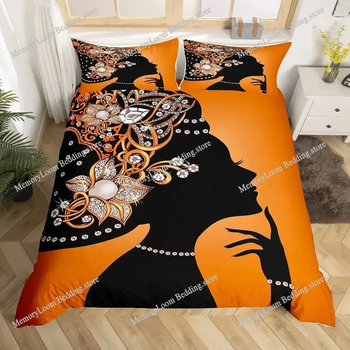

Black Woman Duvet Cover Ethnic Afro African Comforter Traditional Exotic Bedding Set Tribal Quilt Cover