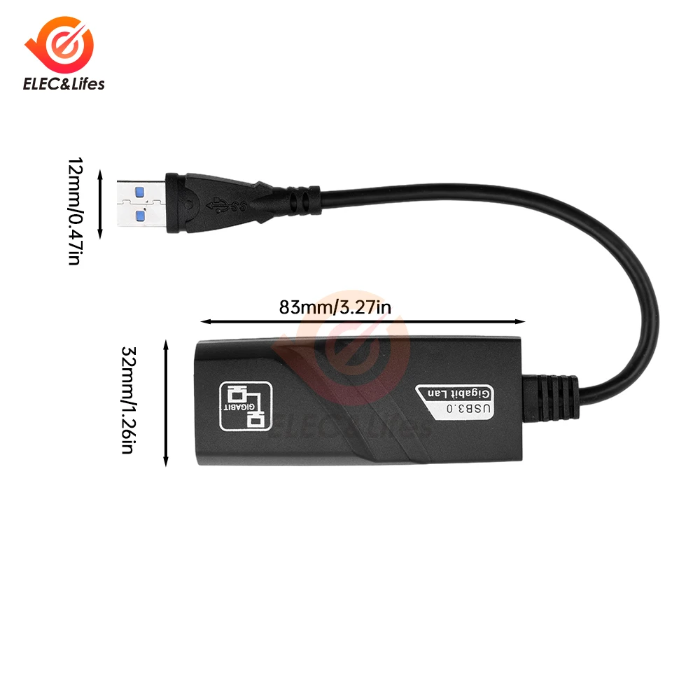 1000Mbps USB3.0 To Rj45 Network Adapter RTL8153 Lan Ethernet Adapter 10/100/1000Mbps Network Card For Macbook Laptop Win10/11