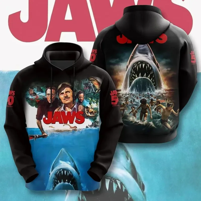 

Новая толстовка с 3D-принтом «Челюсти» 2025 года, унисекс, модная толстовка для косплея, зимний спортивный костюм, женская одежда оверсайз