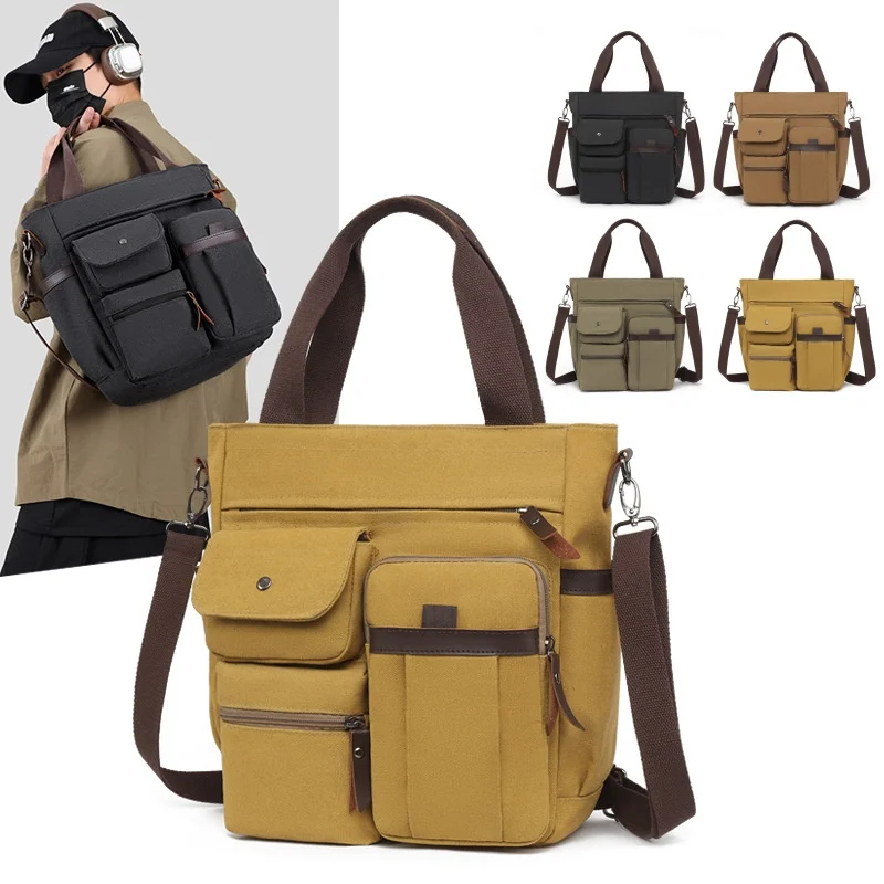 

New Fashionable and Versatile Canvas Single-shoulder Bag, Casual Outdoor Handbag, Multi-compartment Large-capacity Crossbody Bag