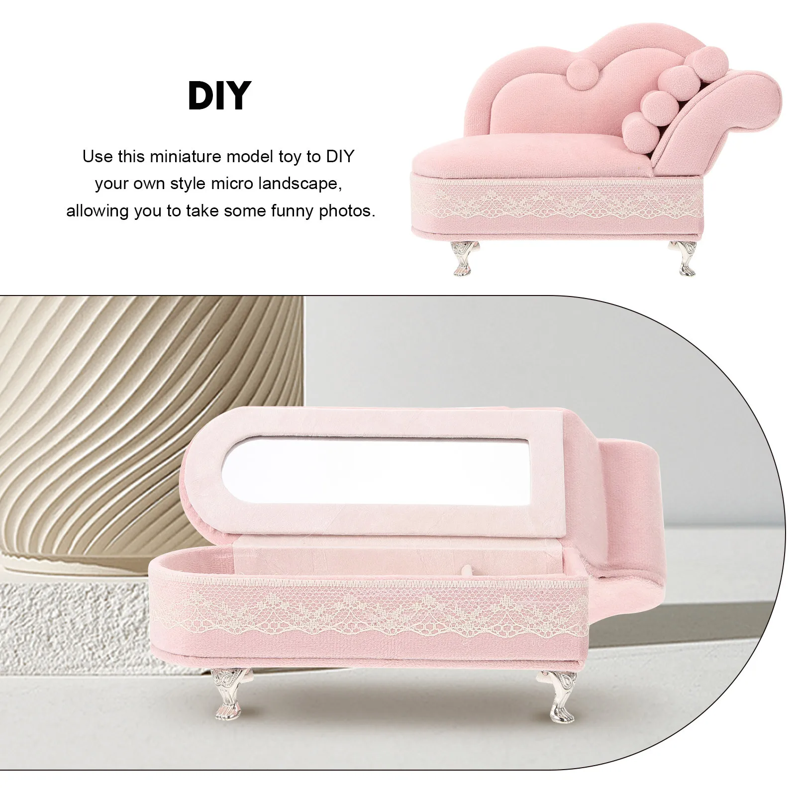 

Miniature Sofa Jewelry Box Small Size Fine Craftsmanship for Ring Earring Storage Decorative Home Office Tabletop Display Gift