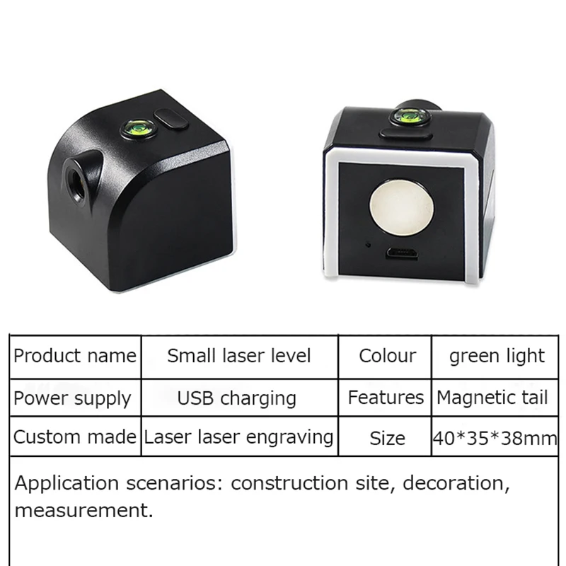 Mini Laser Level Meter Green/Red Light Laser Beam Cross Horizontal Line Vertical Line USB Charging Calibrator Measurement Tool