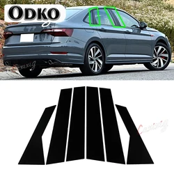 6 Pcs Car Glossy Piano Black Window Pillar Posts Door Trims Cover Sticker for VW Jetta 2019 2020 2021 Auto Exterior Accessories