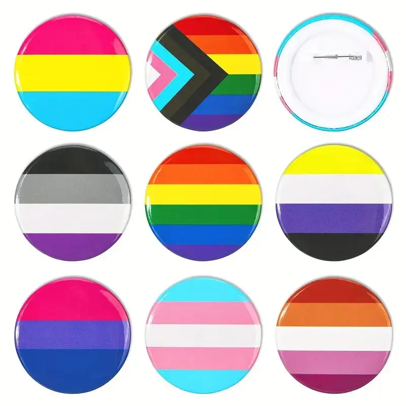 32/44/58 مللي متر LGBT العلم قوس قزح القلب بروش المينا دبابيس أزرار ذاتية الصنع المفاجئة في الحرفية للحقيبة والملابس الديكور 1.26/1.73/2.28 بوصة