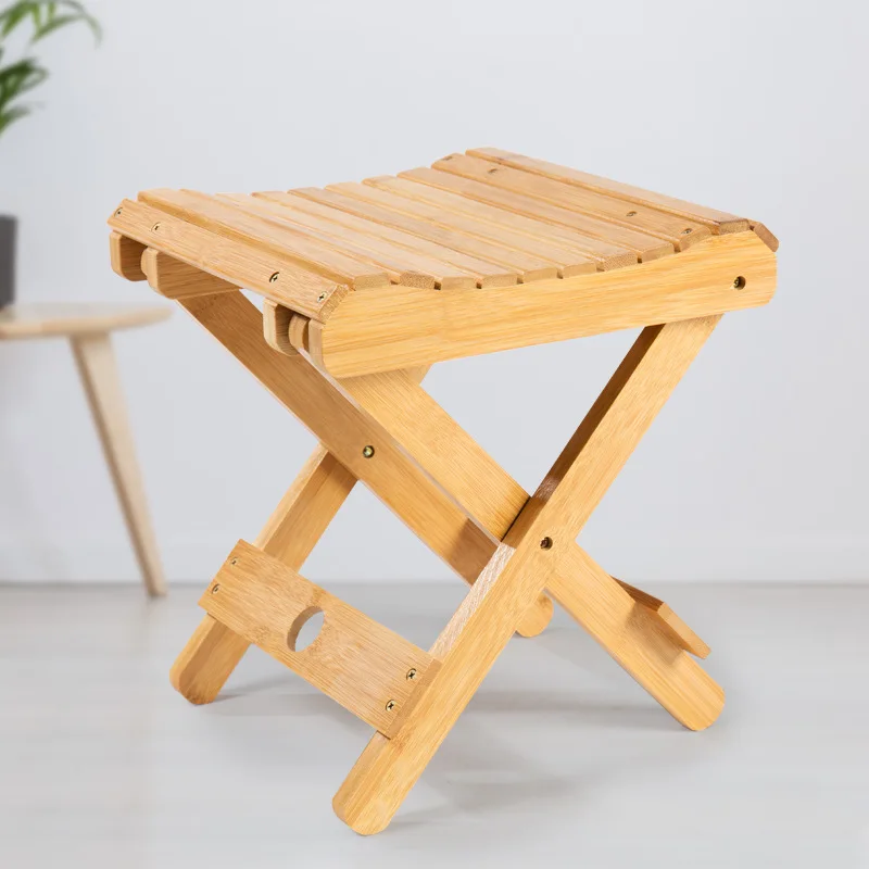 

Multi-Function Bamboo Folding Stool Solid Wood Fishing Chair Square Bench Collapsible Shower Footstool Portable Home Furniture