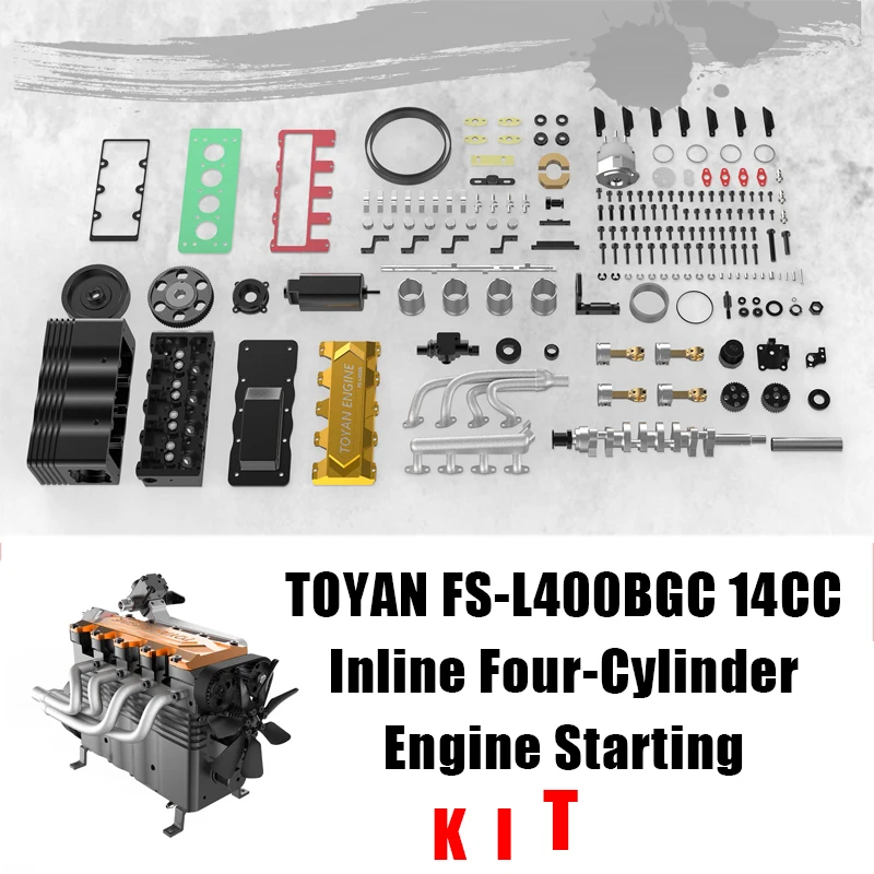 TOYAN FS-L400BGC Inline Four Cylinder Orange Engine Starter Kit 14CC Four Stroke Water Cooled Assembled Engine