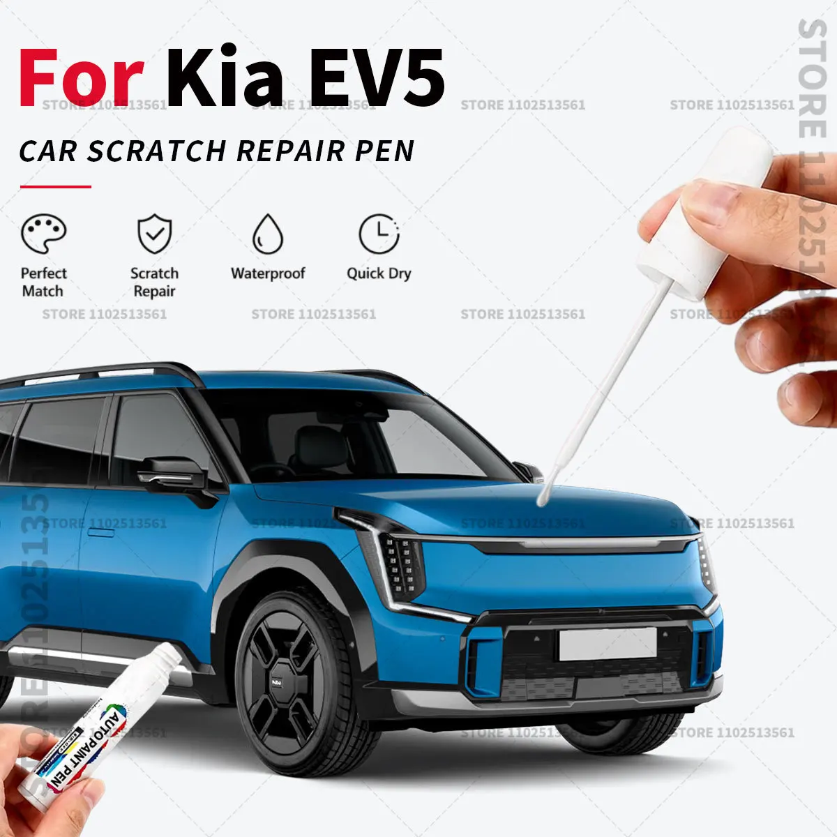 Car Paint Repair Marker Pen Quick Dry Scratch Remover Touch Up Coating Pen For Auto Accessories For Kia EV5 White Black Blue Red