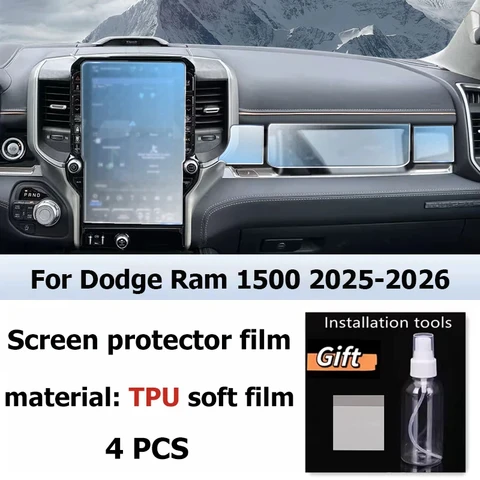 Для Dodge Ram 1500 2025-2026: Матовая защитная пленка из ТПУ для экрана навигационной консоли автомобиля, наклейки от царапин