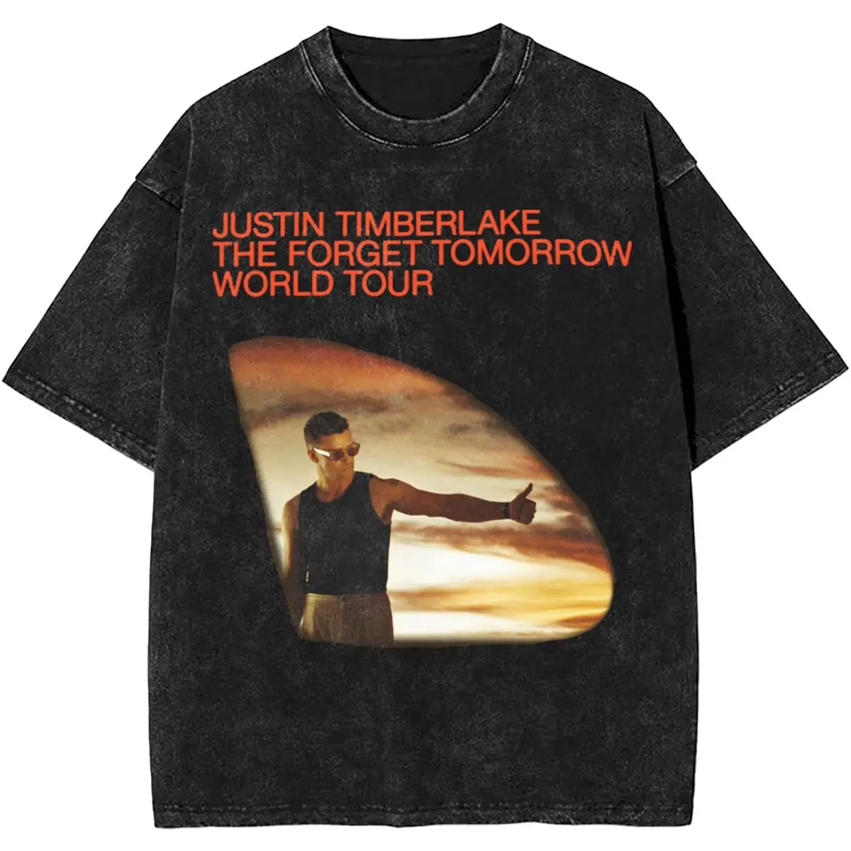 2024 Justin Timberlake The Forget Tomorrow World Tour Washed T Shirts Streetwear T-Shirt Tee Shirt for Men Women Short Sleeve