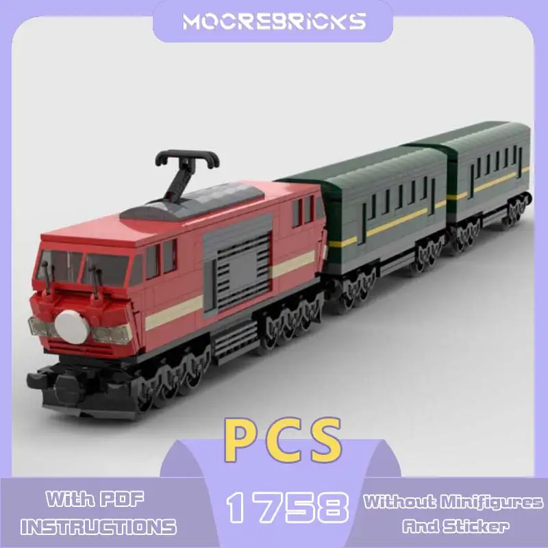 MOC City Electric Train Building Blocks Model Long Distance Coach Style Express Train Assemble Granule Bricks Children's Toys