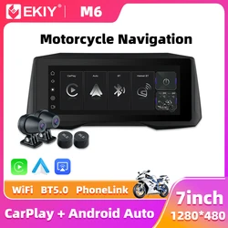 EKIY 7 Inch Motorcycle Portable Wireless CarPlay Android Auto Touch screen GPS Navigation Siri Voice Dual Bluetooth Waterproof