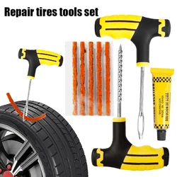 8PCS Car Motorcycle Bike Tire Repair Tools Kit Tyre Puncture Repairing Tool with Repair Rubber Strips Tire Quick Repairing Set