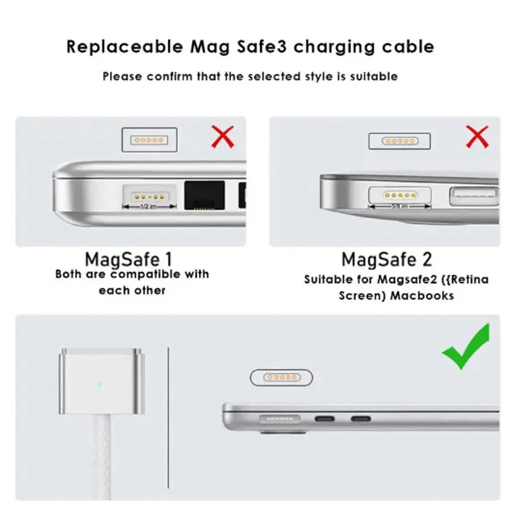 1PC Fast Charging Cable PD 140W Type-C Male To Magsafe 3 Magnetic Plug Adapter Compatible with USB for MacBook Air/Pro 2 2M