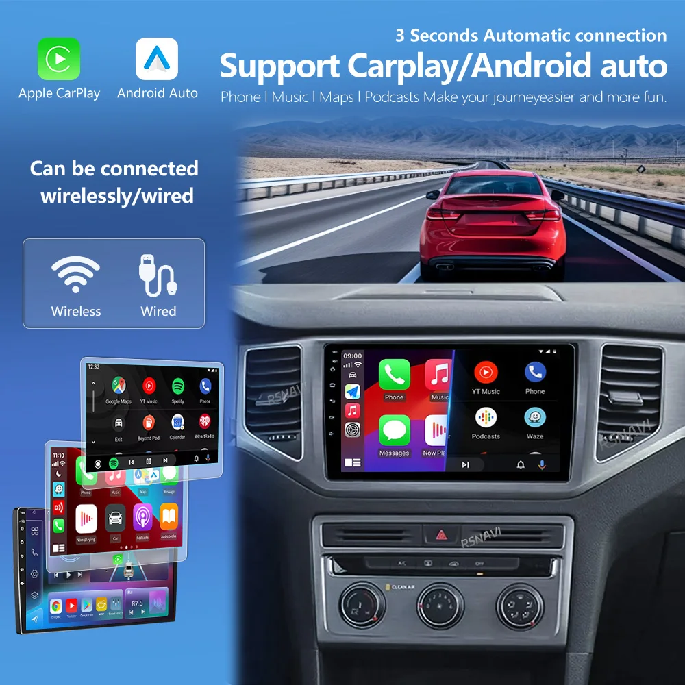 Android 16 Carplay Auto 2K Screen Car Radio Multimedia For Volkswagen VW Polo 2004-2011 WIFI+4G DSP Autoradio Stereo Head Unit