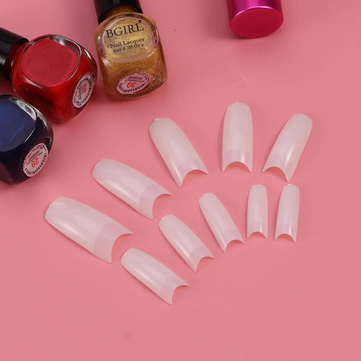 500Pcs Durable Pc Material French Artificial Nails Healthy No Smell for Salon Home Art Design Gift Fake Nail Fake Nail Tips