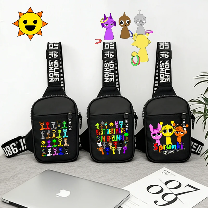 

Game Sprunkiy Man Crossbody Bag Cute Cartoon Waterproof Simple Hip Hop Daily Chest Case Commut Single Square Small Shoulder Pack
