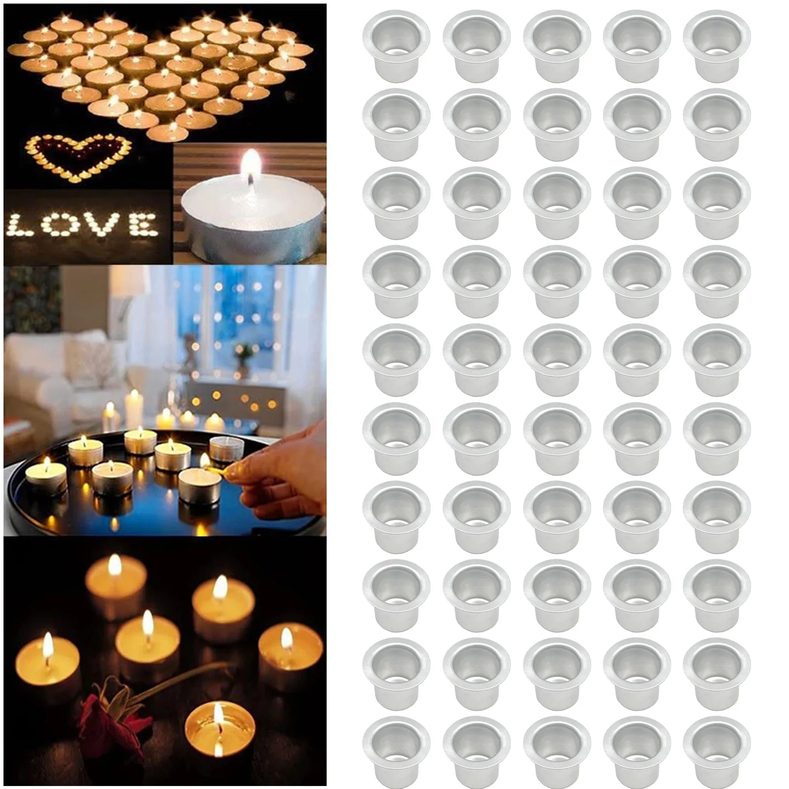 Accessories Candlestick Metal 18*12.6*11.8*15*0.3mm 30pcs/50pcs Aluminum Sheet Candle Decorative Insert Metal Mini