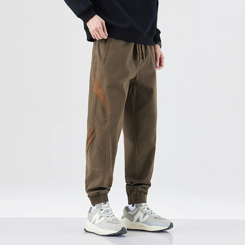 

Trendy Brand Men's Work Pants Autumn Loose Casual Trousers American Outdoor Sle Outdoor Cargo Long Pants Patchwork Design