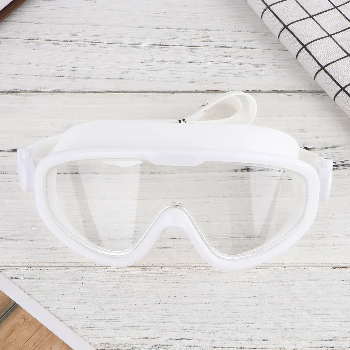 1 قطعة نظارات سباحة احترافية مقاومة للماء ومضادة للضباب، شريط قابل للتعديل، نظارات سباحة مريحة من السيليكون باللون الأبيض #1