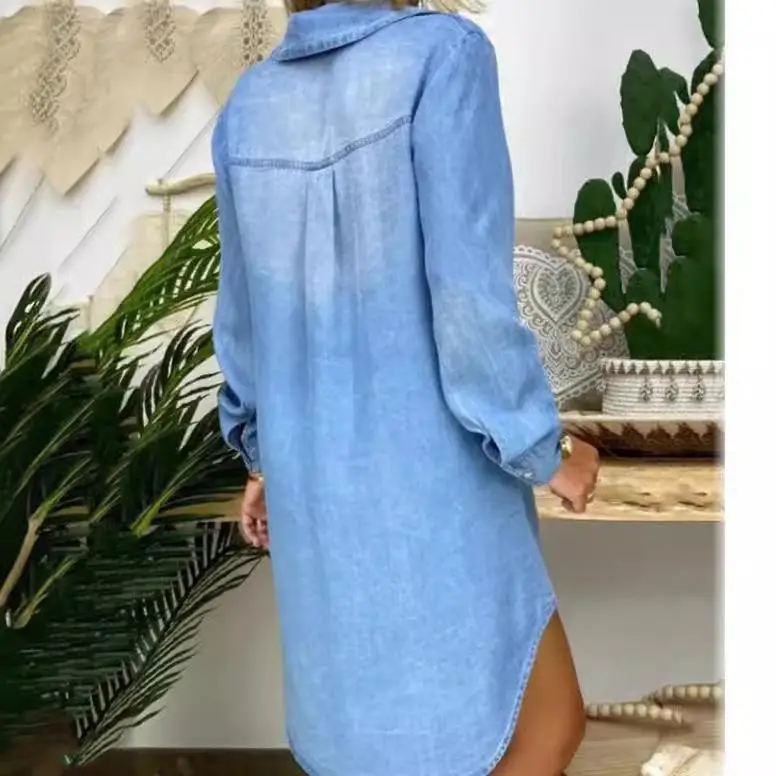Długa spódnica plus size z dżinsu, zapinana na guziki, mieszanka bawełny i poliestru, średni stan, styl casual, biznesowy.