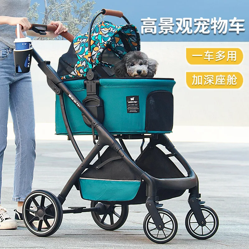 Portable Foldable Pet Cart Cat Dog Four Wheeled Cart With Sunroof Pet Outing Cart Mall Dogs And Cats Outgoing Supplies