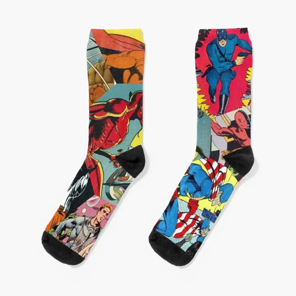 

Comic Book Collage Socks hiphop christmas gift floral tennis Woman Socks Men's