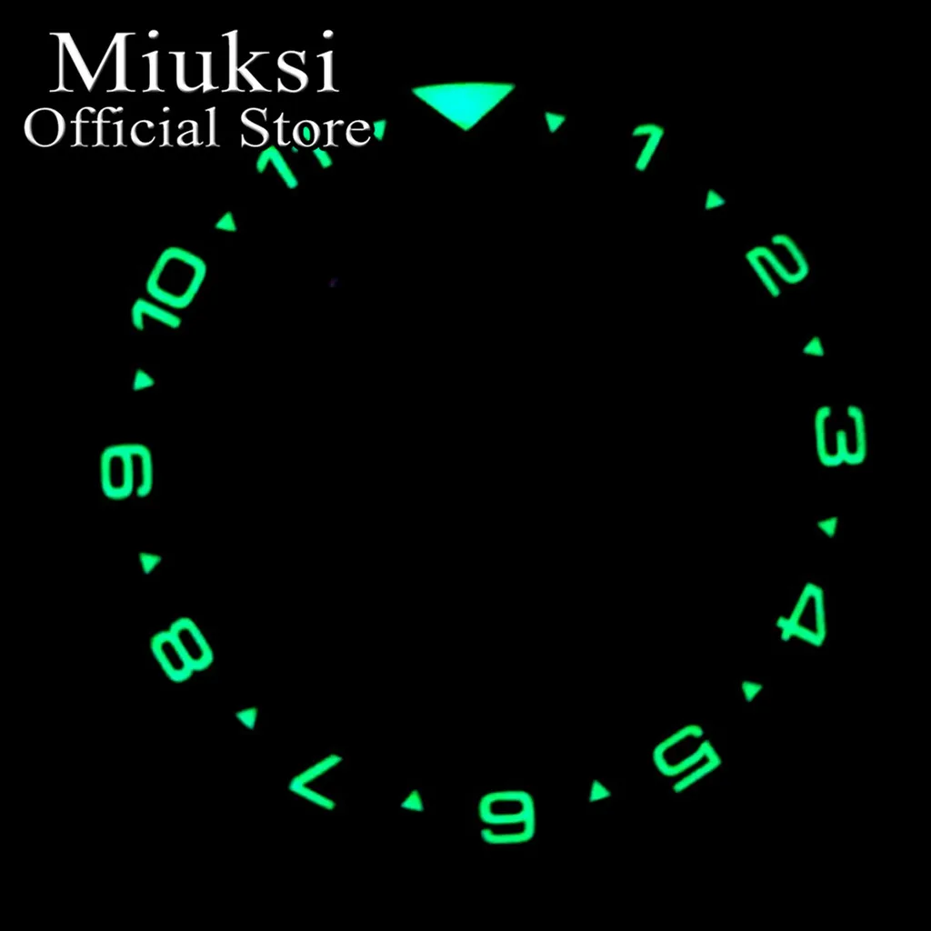 Miuksi 38mm flat C3 green luminous ceramic bezel Insert fit SKX007 SKX009 bezel insert 38mm*31.5mm replacement watch parts