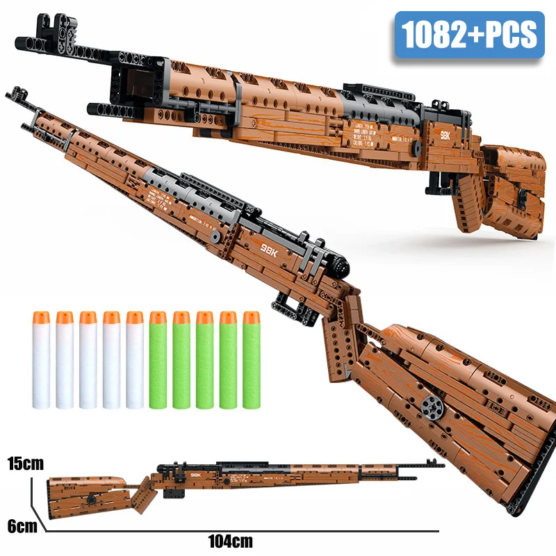 

WW2 Series 1082pcs KAR-98 Sniper Rifle Weapon Building Blocks Military 98k Rifle Gun Model Bricks Toys For Children Boys Gifts