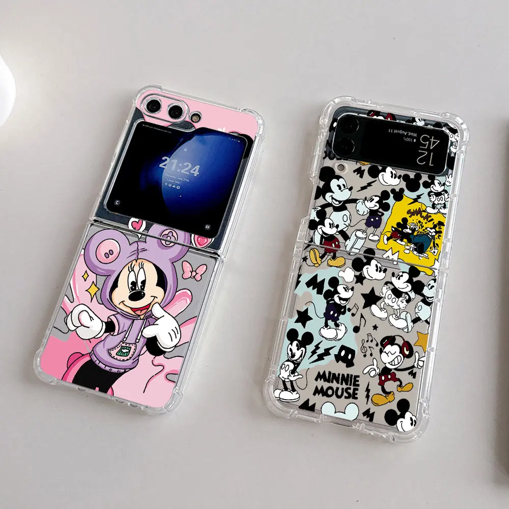 Cartoon Cute Funny Mickey MinniePhone Case for Samsung Galaxy Z Flip 3 4 Z Flip 5 Z Fold 4 5G PC Soft Anti-fall Back Cover