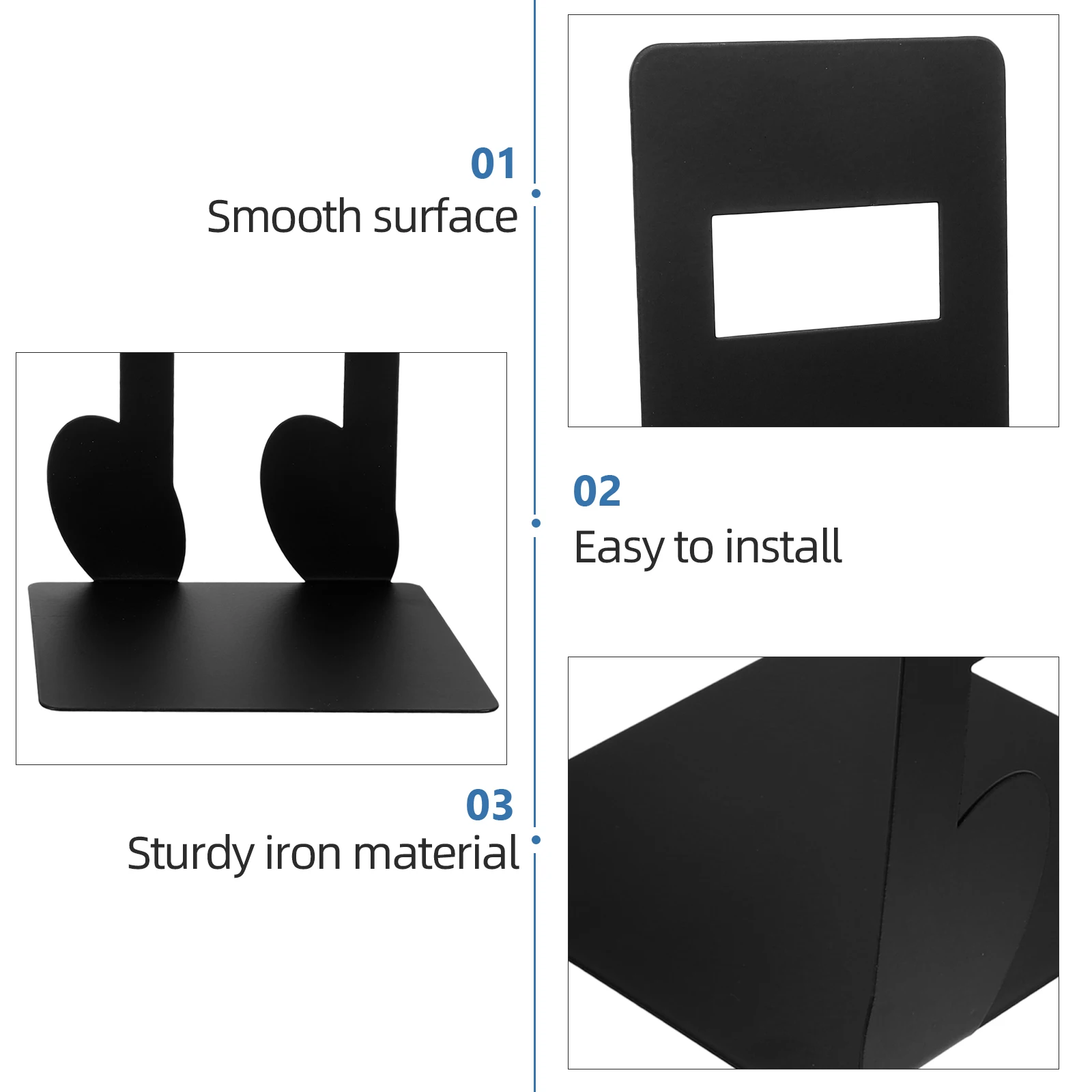 

Musical Note 2 Pieces Iron Metal Reading Desktop Study File Book Stands Shelf Accessories Storage Organizer