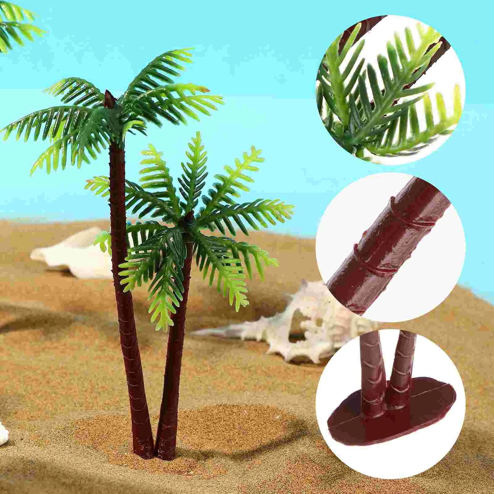 

5 Pcs Aquarium Coconut Plants Micro Landscape Decor Accessories Reptile Cage Decorations Fish Tank Palm Trees Realistic