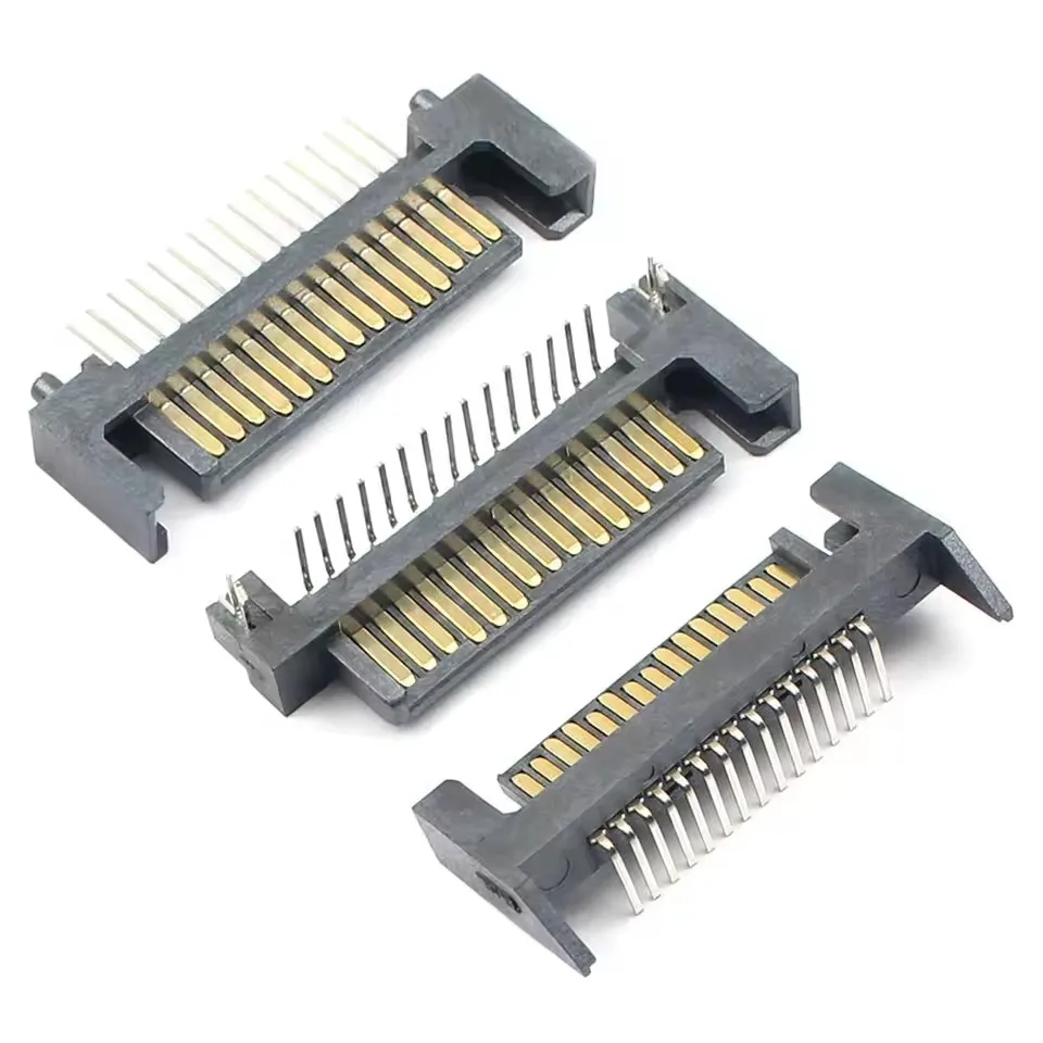 5pcs Sata 15 Pin 15P Single Row Straight Right Angle DIP Male Interface Socket Connector Adapter Port Hard Drive 90/180 Degree