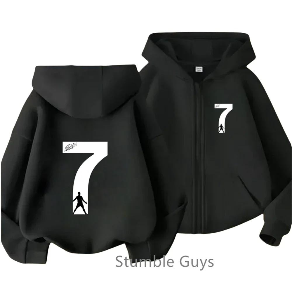 Fashion Ronaldo- CR7 Hoodie Kids Clothes Football Star Trucksuit Boys Jersey Zipper Sweatshirt Girls Long Sleeve Casual Tops