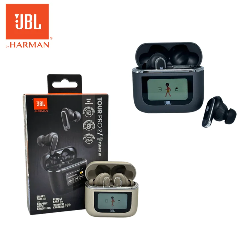 couteurs Bluetooth sans fil d'origine JBL Tour Pro 2 couteurs de sport stro vritables avec cran LED Intelligent Version HK
