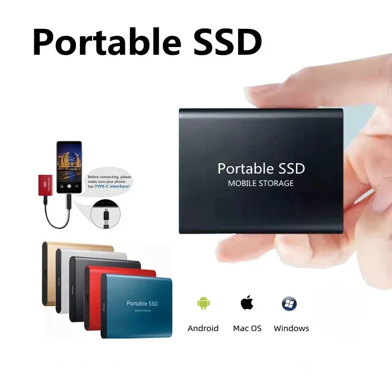 SSD portatile disco rigido esterno da 1TB unità a stato solido Mobile ad alta velocità dischi rigidi Decives di archiviazione esterna per PC/ Mac