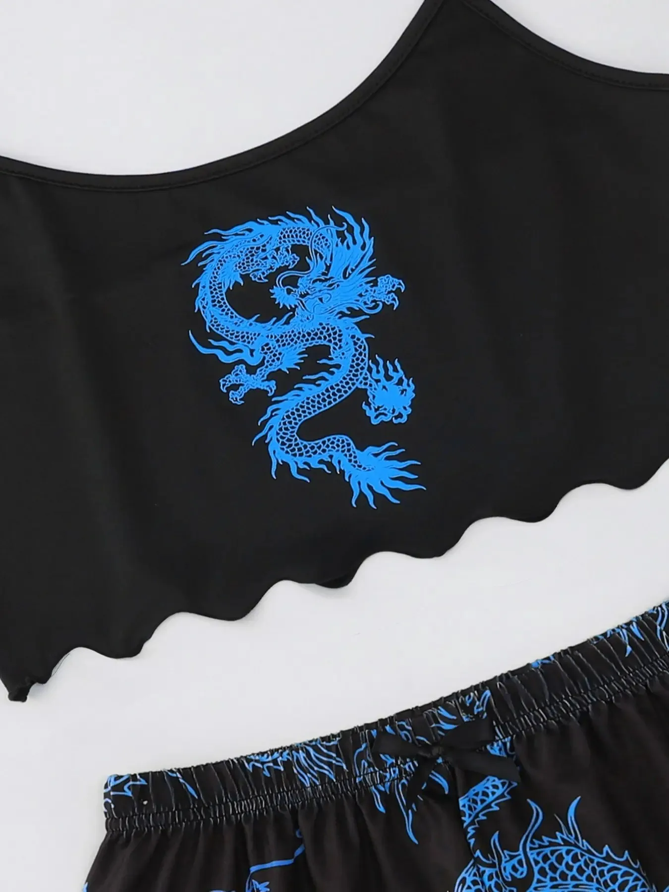 Sexy Nachtwäsche Frauen gedruckt Drachen weste Neck holder Top Shorts Leoparden muster Pyjama Homewear Anzug Damen Nachtwäsche Lounge wear – Detail 12
