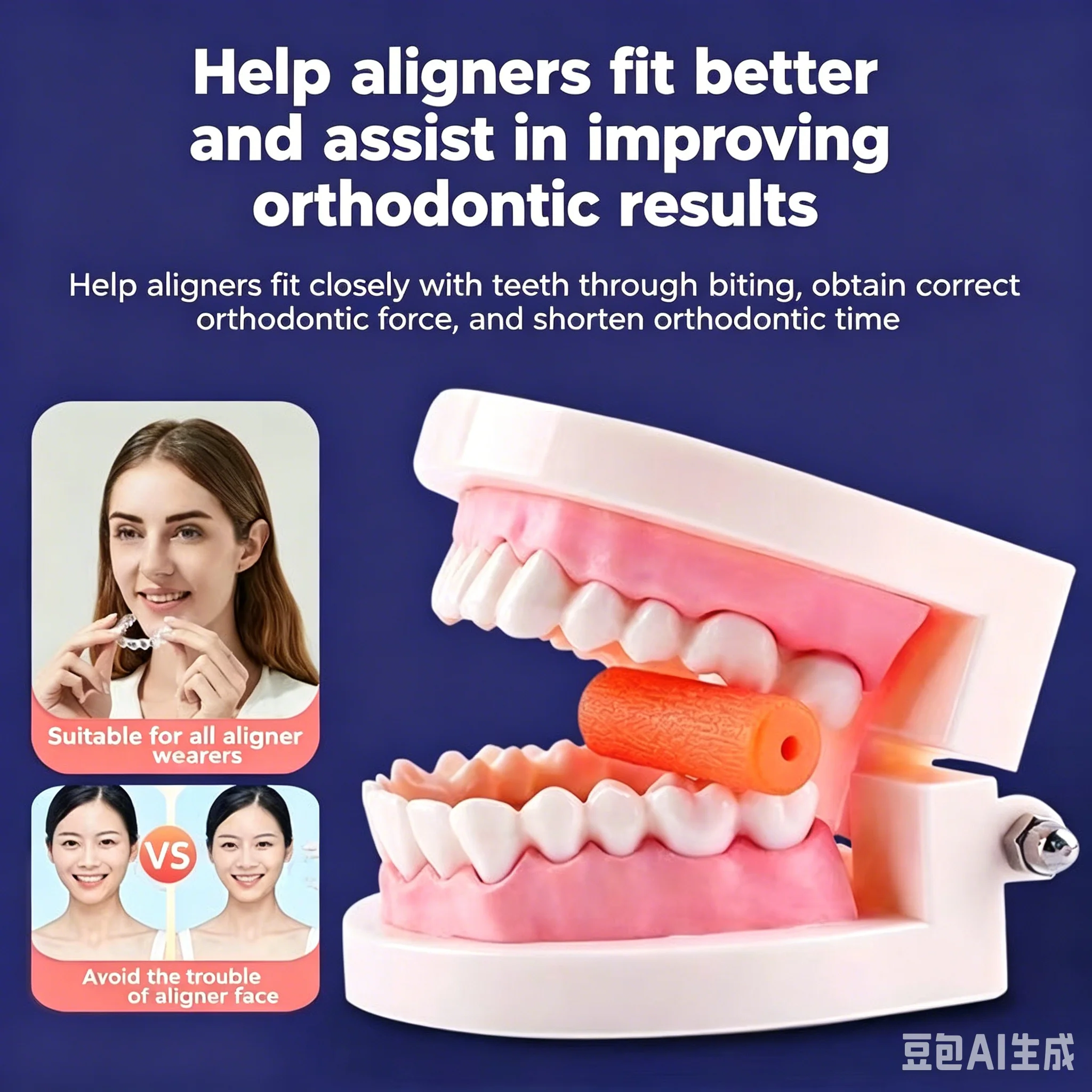 50Pcs Fruit Flavored Silicone Orthodontic Chewies | Invisible Aligner Seater for Jaw Exercise, Teeth Straightening & Dental Care