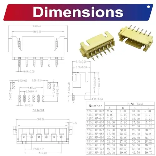 Kit de connecteur de JST, adaptateur de prises IC de lancement de Jst 2.54mm d'en-tête de XH2.5 SMT, en-tête à angle droit d'en-tête de JST-XH (XH2.5-SMT-R/A)