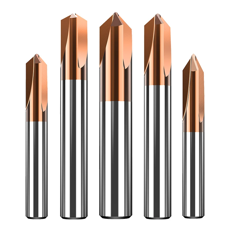 Huhao Chamfering Milling Cutter Carbide Knife 2 3 Flute 90 Degree Straight Spiral Flute Fixed Point Special Tool End Mill