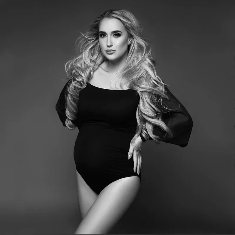 Maternity Photo Shoot Bodysuit Slash Neck Comfortable Fit Women's Pregnancy Clothes For Photography Outfit