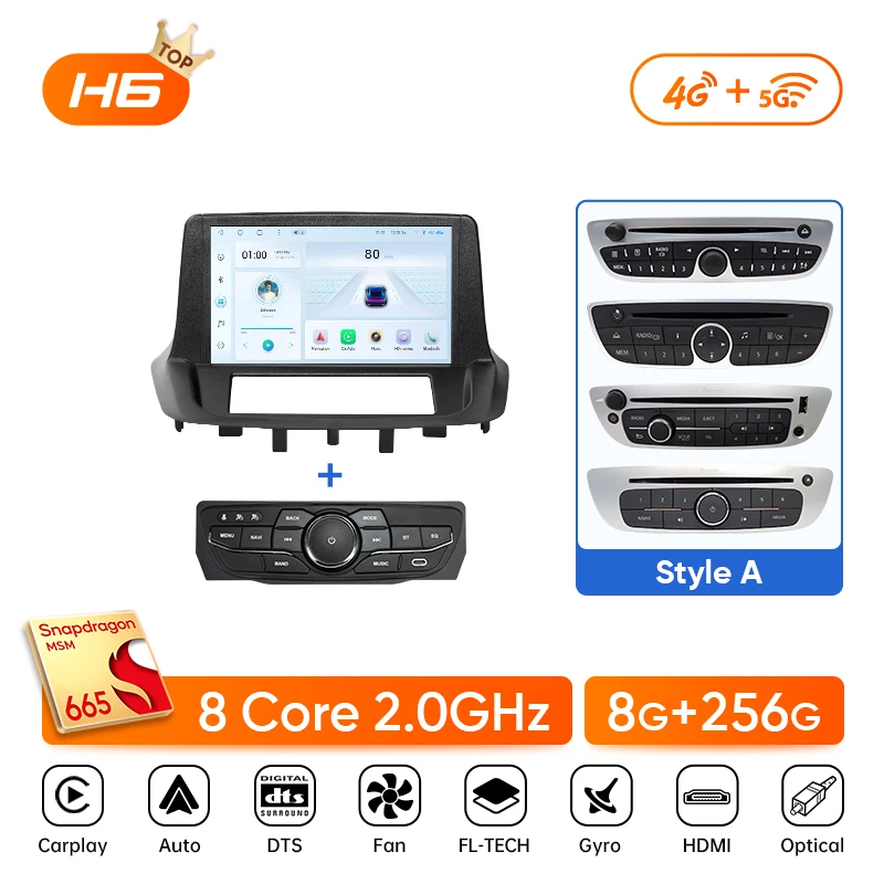 Ainavi autoradio multimediasysteem voor Renault Megane 3 RS Fluence Samsung SM3 2008 2010 2014 Android Auto draadloze Carplay DSP 4G