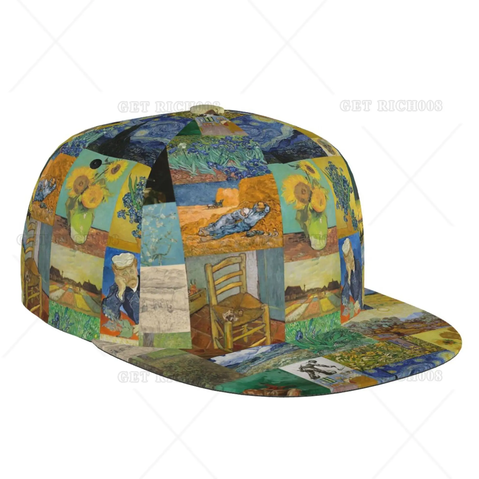 

Van Gogh Painting Flat Baseball Cap Hiphop Sun Visor Unisex Adjustable Print One Size Trucker Hat All Seasons