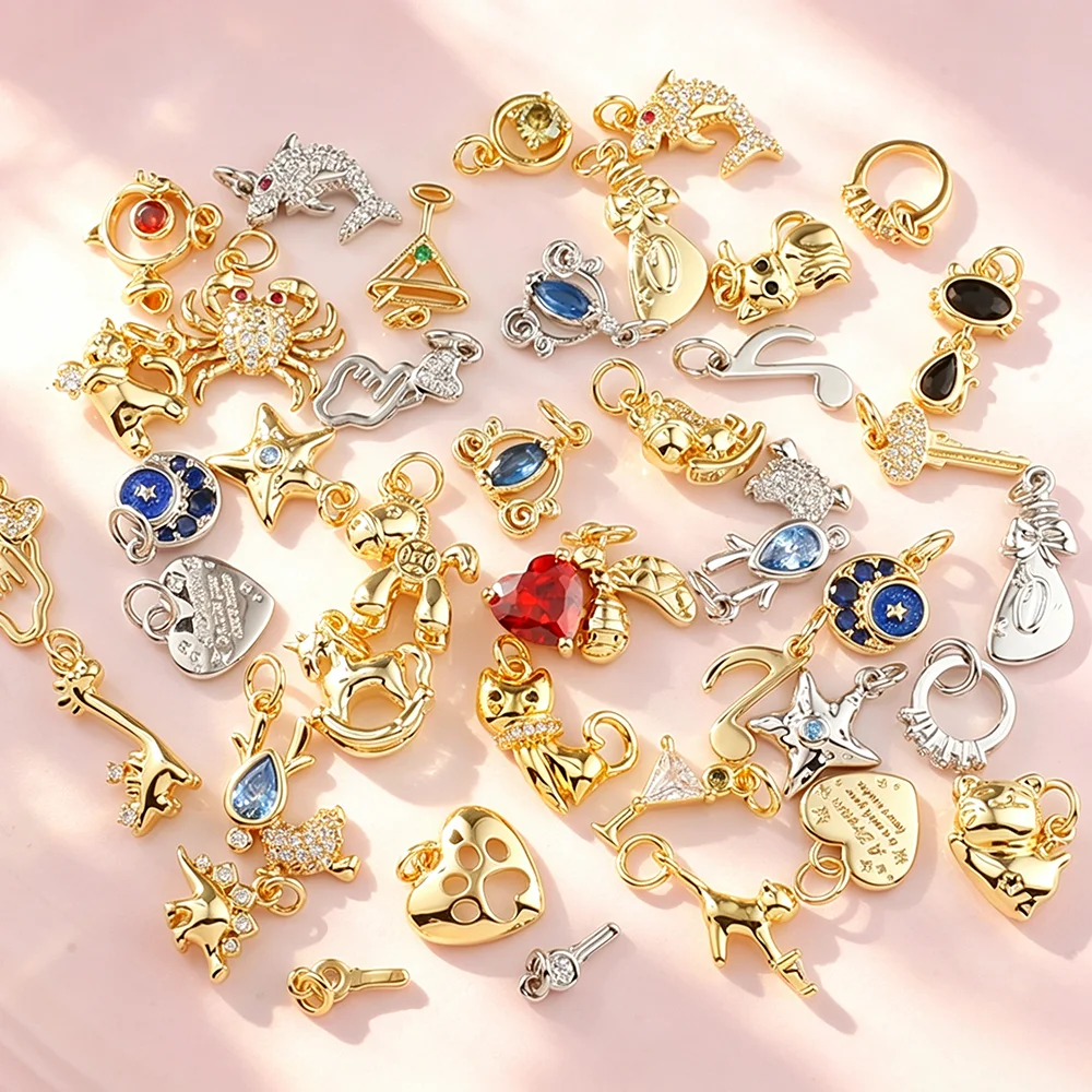 Tier- & Multi-Style-Anhänger: Delfin, Katze, Giraffe, Krabbe, Stern, Pfotenabdruck – DIY-Zubehör für Halsketten, Armbänder und Schmuckherstellung