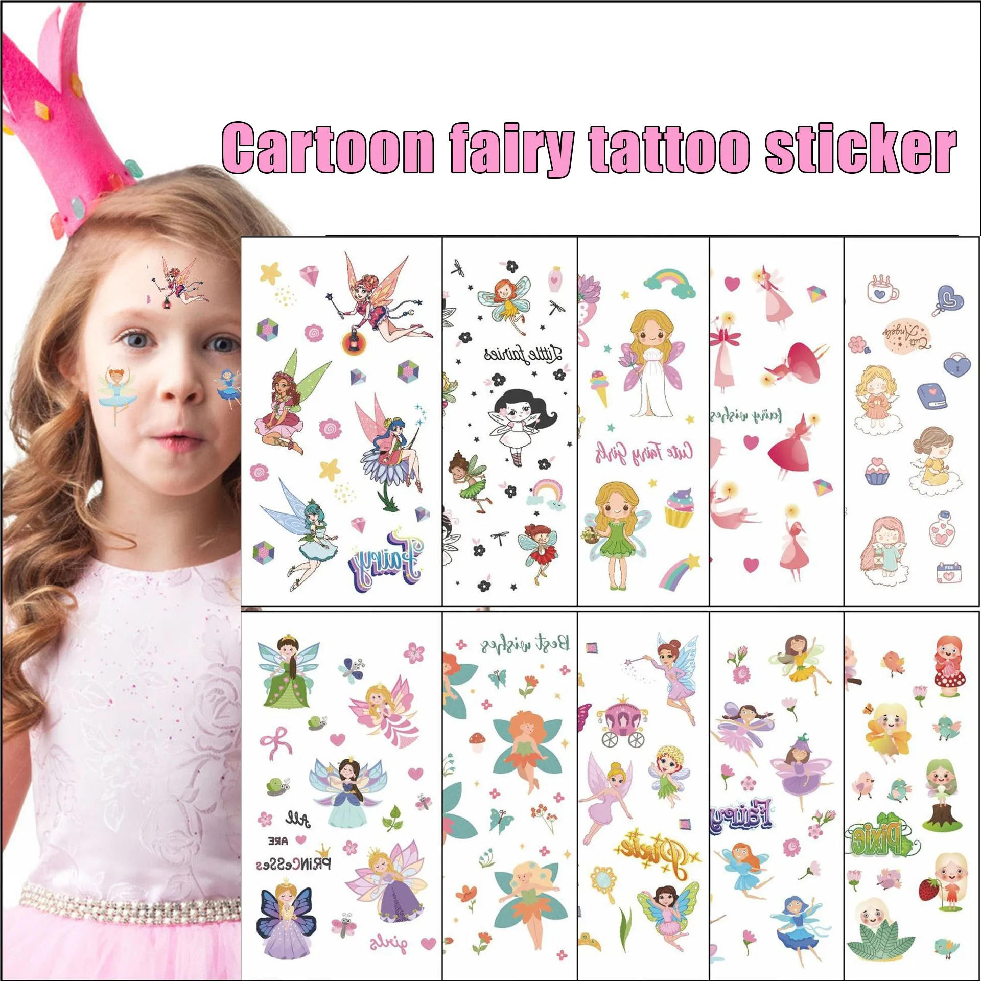 

Children's Cartoon Tattoo Sticker Girl Flower Fairy Butterfly Watch Funny Party Tattoo Sticker