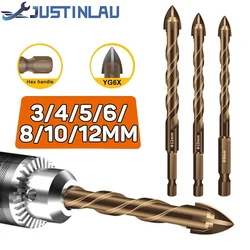 JUSTINLAU 4 zu 8 teile/satz Kreuz Hex Fliesen Bits Glas Keramik Beton Loch Opener Legierung Dreieck Bohrer Größe 3/4/5/6/7/8/10/12mm